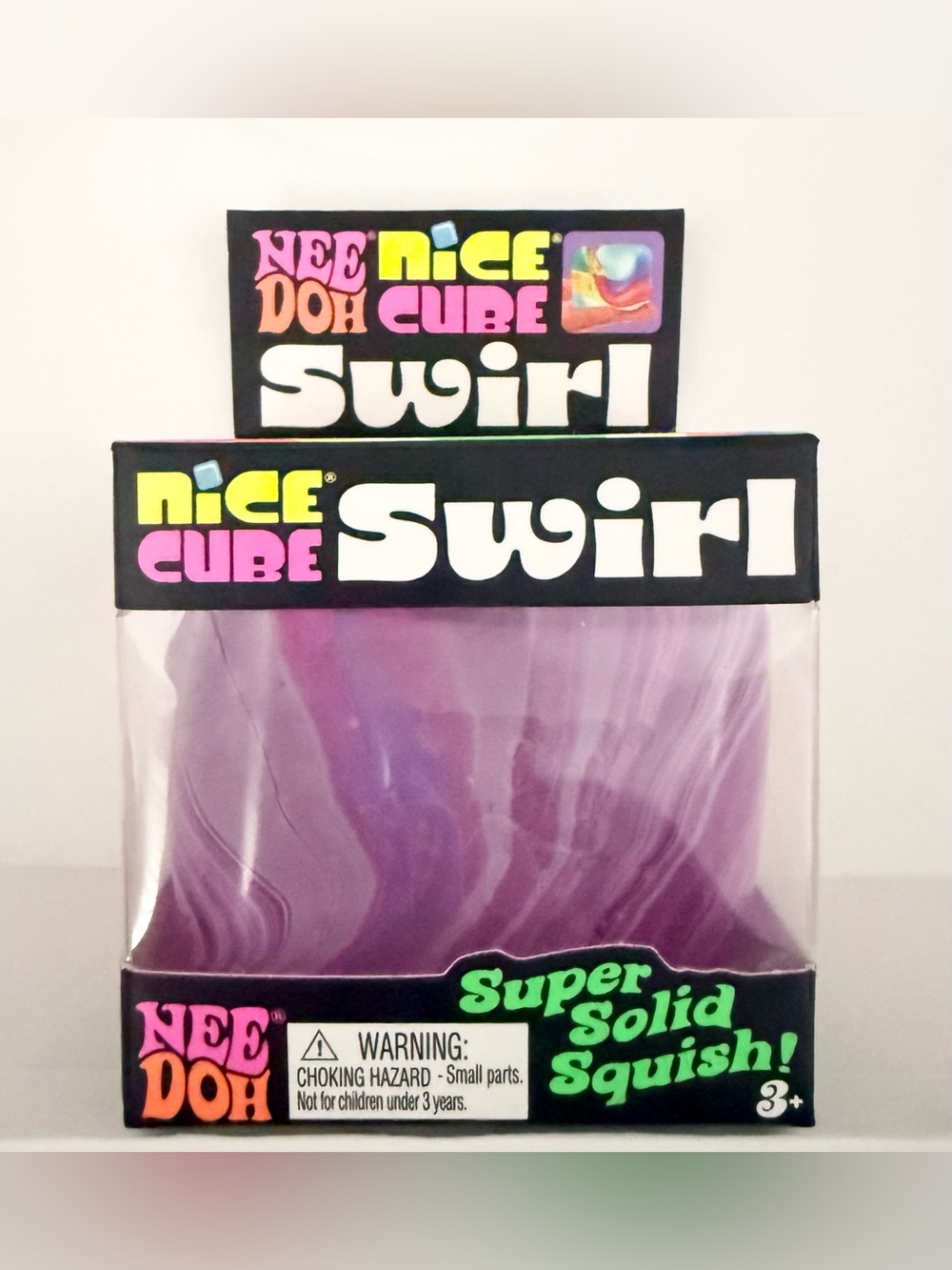 NWT Schylling NeeDoh Nice Cube Swirl Purple Pink White Squishy Toy